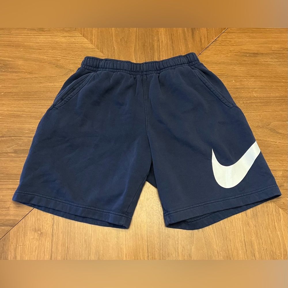 Vintage Nike Big Swoosh Sweatpants Shorts Blue